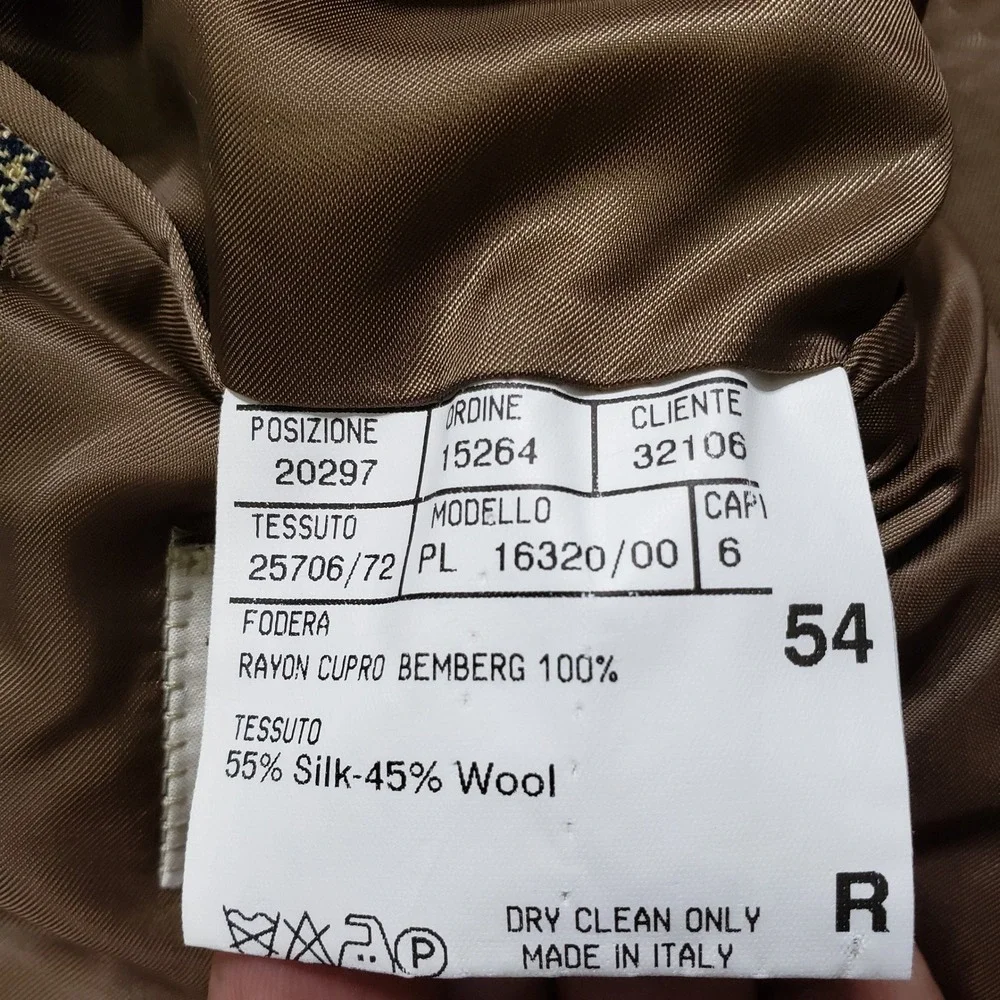 Canali Silk Wool Blazer 44R Tan Italy Suit Jacket